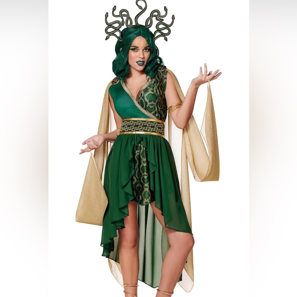 Elegant Green and Gold Women's Dress